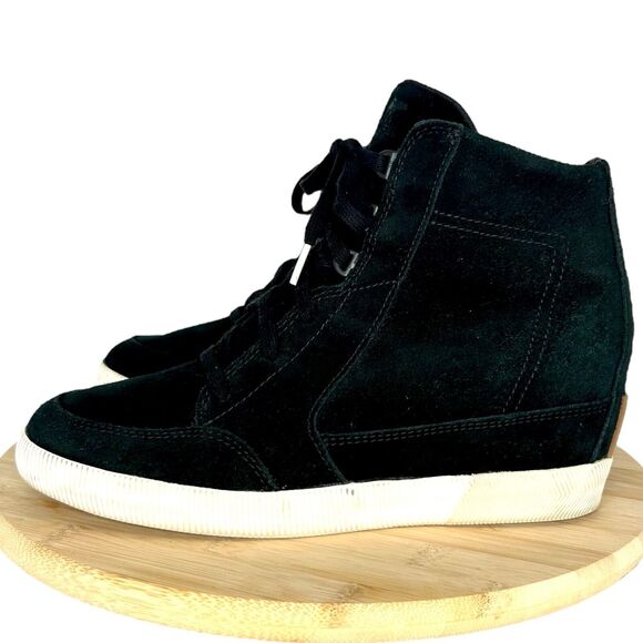 SOREL Women's Out N About Wedge II Black/Sea Salt Sneaker Waterproof Boots Sz 11 - Picture 1 of 10